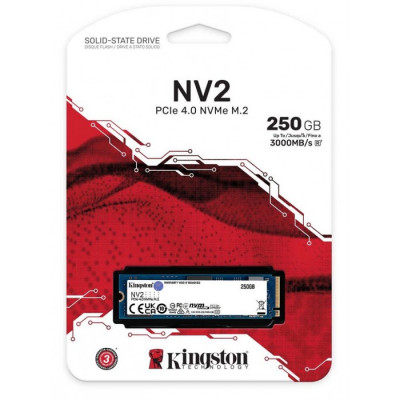 Накопичувач M.2 250Gb Kingston NV2 PCI-E 4.0 4x 3D TLC 3000/1300 MB/s (SNV2S/250G)