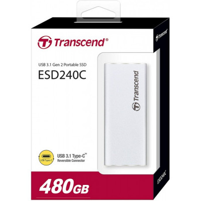 Зовнішній накопичувач SSD Transcend 480Gb ESD240C Silver USB 3.1 3D TLC 520/460 MB/s (TS480GESD240C)