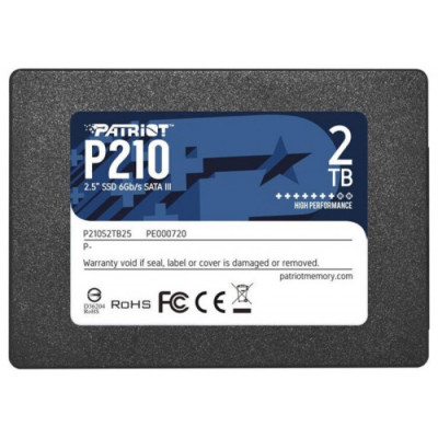 Накопичувач SSD 2Tb 2.5" Patriot P210 SATA3 3D TLC 520/430 MB/s (P210S2TB25)