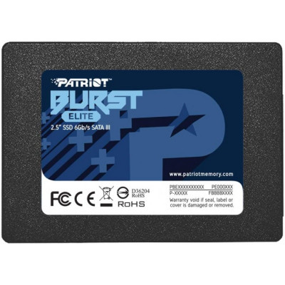 Накопичувач SSD 1.92Tb 2.5" Patriot Burst Elite SATA3 3D QLC 450/320 MB/s (PBE192TS25SSDR)